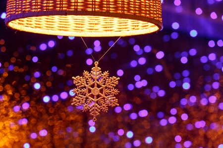Christmas, New Year, eve holiday blurred window backgroundの写真素材