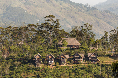 Tourist bungalows in tropical high mountainsの写真素材