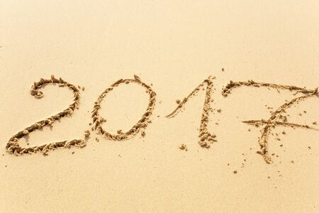 Happy New Year 2017, lettering on the beach