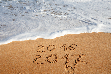 Happy New Year 2017, lettering on the beach