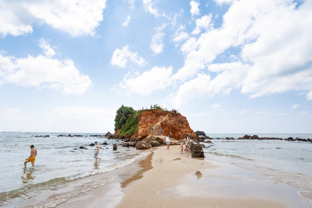 Mirissa, SRI LANKA, Southern Asia - February 19, 2016: Beautiful morning landscape tropical beach. Mirissa Beach, Sri Lankaのeditorial素材