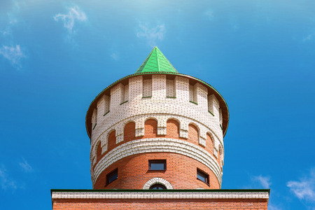 European style clock tower after restoration. Russian clocktower in downtown of Yoshkar-ola city, Russia.のeditorial素材