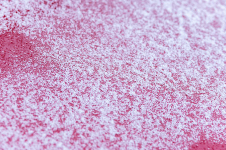 Snow covered on the hood of car, macro, close up. Antifreeze was not used. Vehicles in snow. Winter...