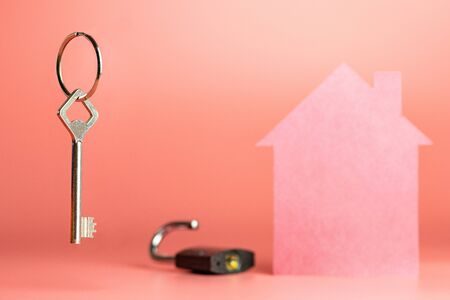Key to new apartment or house, buying or selling a concept. Landlord rented property. House exchange service.の写真素材