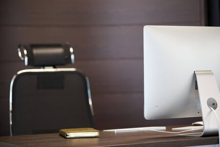 Modern workplace. Office work place for designer. Minimal desktop area for productive work....