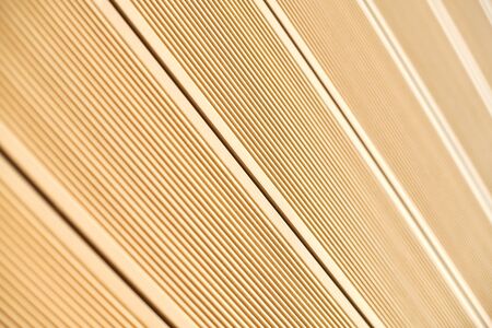 Vinyl siding texture, light beige color. Modern plastic wall cladding protective material for houses...