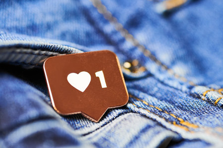 Like heart symbol. Like sign button, symbol with heart and one digit. Social media network...