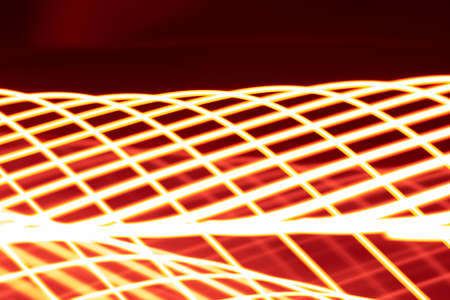 Abstract light background. Yellow blured trail lights, strips and bokeh. Beautiful motion painting....