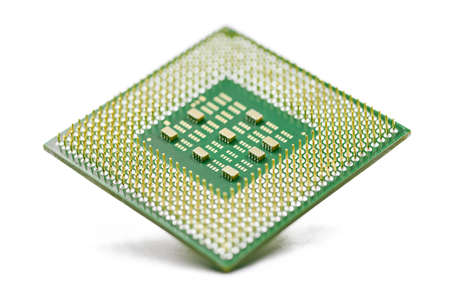 CPU, central processor unit, isolated background. Main electronic circuitry for computer. Shallow...