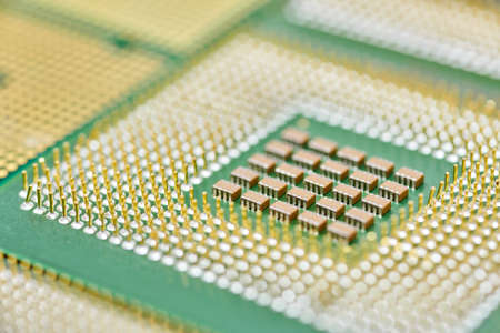 CPU, central processor unit, isolated background. Main electronic circuitry for computer. Macro,...