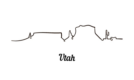 One line style Utah skyline. Simple modern minimaistic style vector Isolated on white background.のイラスト素材