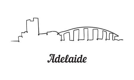 One line style Adelaide skyline. Simple modern minimalistic style vector. Isolated on white background.のイラスト素材
