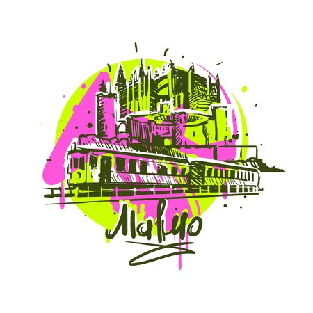 Majorca abstract color drawing. Majorca sketch vector illustration isolated on white background.のイラスト素材