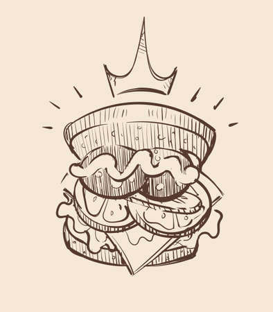 Big Royal sandwich ,sketch vector illustrationのイラスト素材