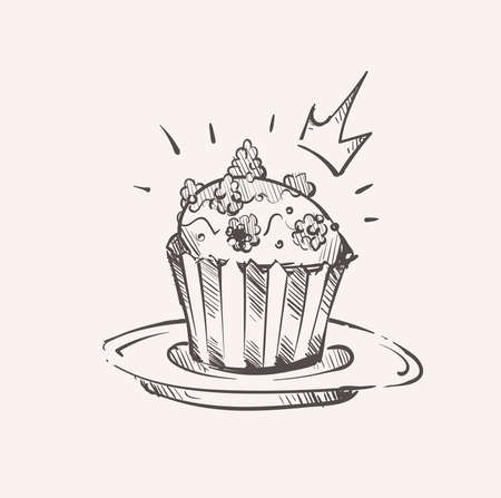Royal Berry Cupcake , sketch vector illustrationのイラスト素材