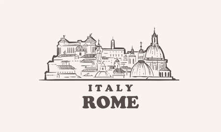 Rome cityscape sketch hand drawn ,italy vector illustrationのイラスト素材