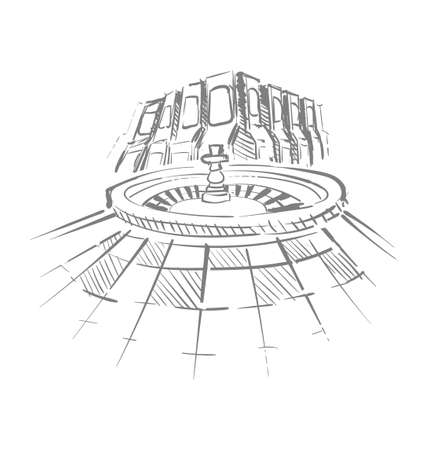 Casino roulette and slot machines hand drawn sketch vector illustrationのイラスト素材