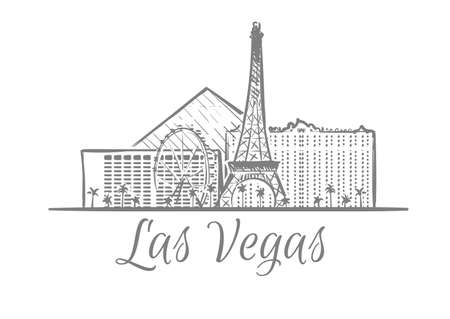 Las Vegas USA cityscape sketch hand drawnのイラスト素材