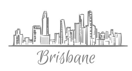 Brisbane landscape sketch hand drawnのイラスト素材
