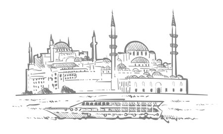 istanbul turkey sketch hand drawnのイラスト素材