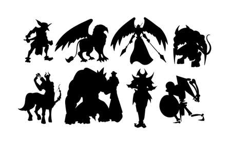 Silhouette Characters of online fantasy gamesのイラスト素材