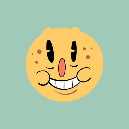 Happy sunny face. Vintage toons: funny character, vector illustration trendy classic retro cartoon styleのイラスト素材