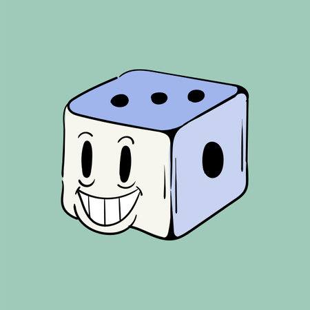 Casino Playing Dice. Vintage toons: funny character, vector illustration trendy classic retro cartoon style 30sのイラスト素材