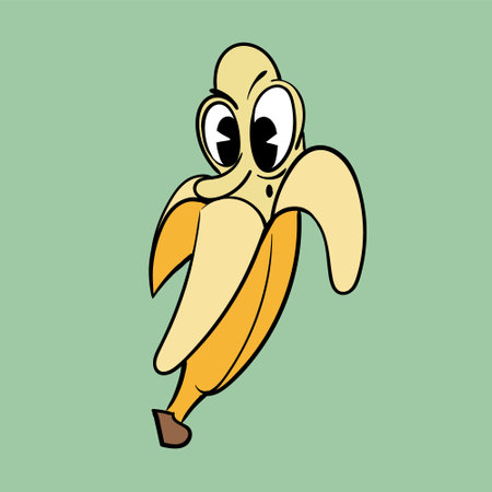 The puzzled banana vintage toons: funny character, vector illustration trendy classic retro cartoon style 30sのイラスト素材