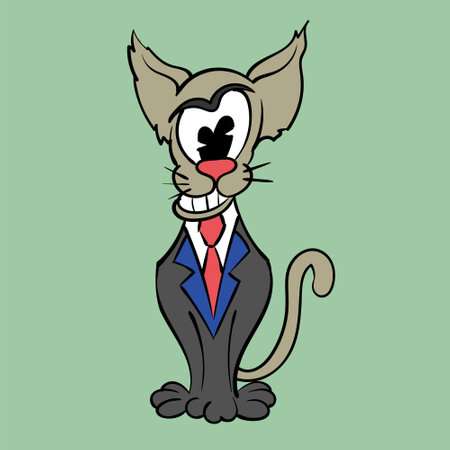 Cat lawyer agent. Vintage toons: funny character, vector illustration trendy classic retro cartoon style 30sのイラスト素材