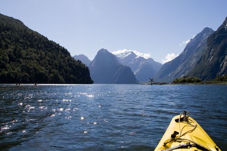 Milford Sound, New Zealand - Kayak Tourの写真素材