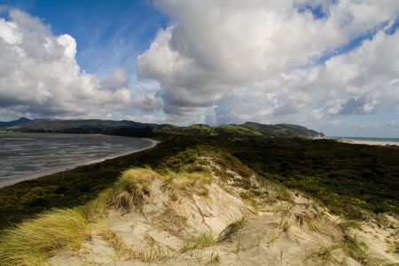 New Zealands Farewell Spit in perfect weatherの写真素材