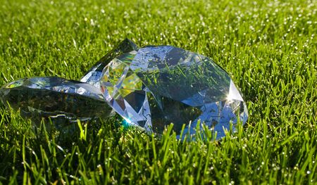 Diamonds in the early morning sun, blue sky reflectingの写真素材