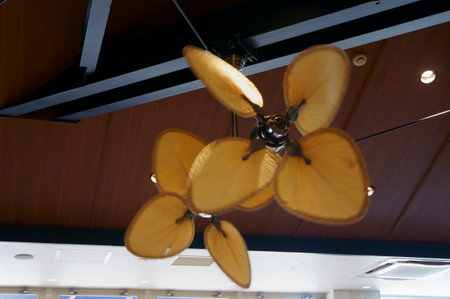 Ceiling fan in a hotel, close-up of photoの写真素材