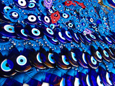 Glass Evil Eye Amulet, typical Turkish souvenirs use as protection from evilの写真素材