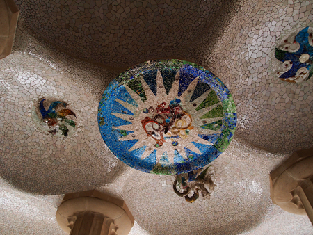 Decorative roof tiles in the Parc Guell, Barcelonaのeditorial素材