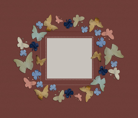 Vintage watercolor decorative frame. Holiday greeting card.の写真素材