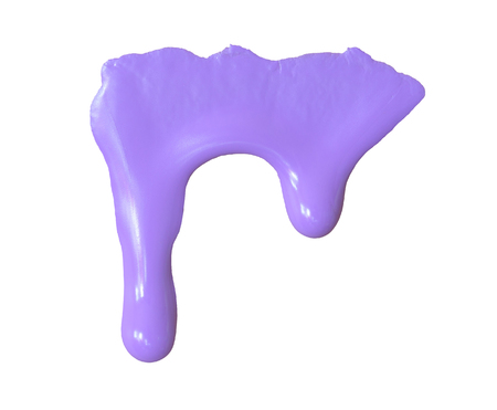 Drip of purple nail polish isolated on white backgroundの写真素材