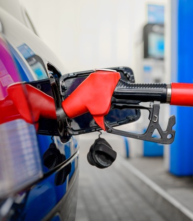Car refueling on a petrol station closeupの写真素材
