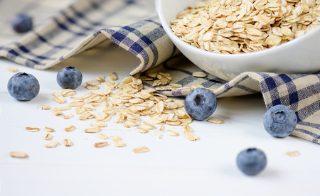 Oat flakes with blueberryの写真素材