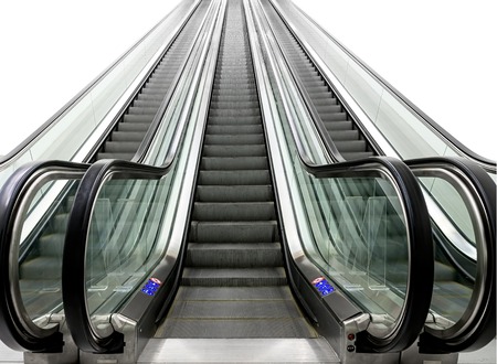 Escalator on white background.の写真素材