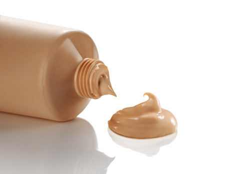 A beautiful smooth foundation swatch and tube for all your makeup needsの写真素材
