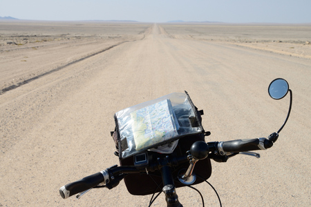 Long distance cycling in the Namib Naukluft National Park, Namibiaの写真素材
