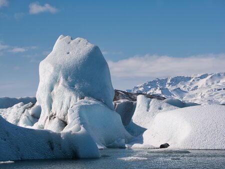 A large iceberg drifts in the Icelandic glacier lagoon