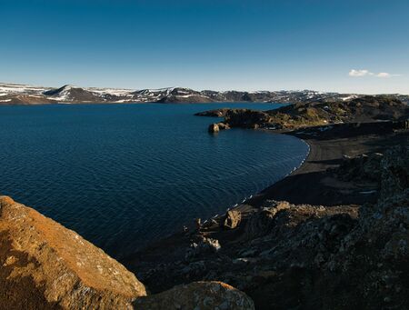 The beautiful landscape at Lake Kleifarvatn in the south of Iceland