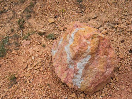 A round boulder with different shades of colorの写真素材