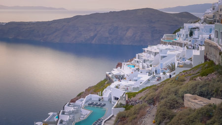 Beautiful view of fabulous picturesque Santorini island in Greeceの写真素材