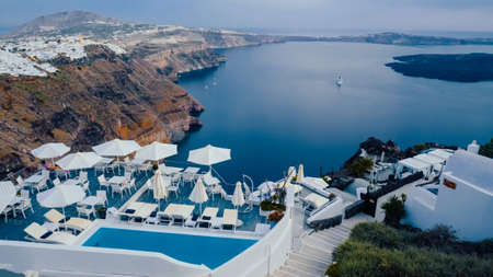 Beautiful view of fabulous picturesque Santorini island in Greeceの写真素材