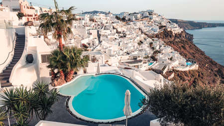 Beautiful view of fabulous picturesque Santorini island in Greece