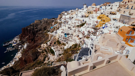Beautiful view of fabulous picturesque village of Oia , Santorini island in Greeceの写真素材