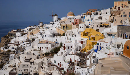 Beautiful view of fabulous picturesque village of Oia , Santorini island in Greeceの写真素材